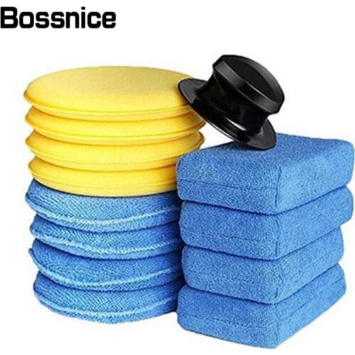 13PCS Soft Microfiber Car Wax Applicators Pads Kit Car Cleaning Applicators Car Foam Sponge Car Wax Polishing Auto Care Pad