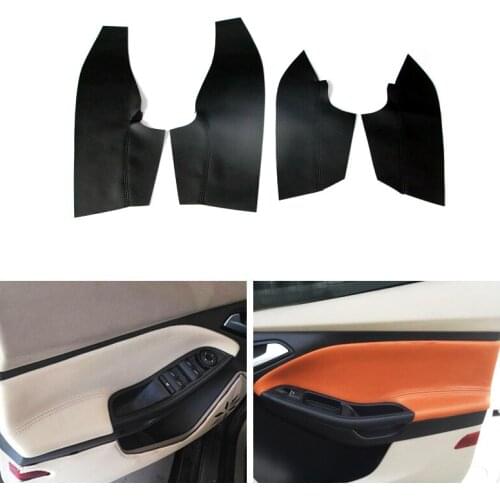 2pcs Microfiber Leather Interior Car Door Handle Armrest Panel Covers Protective Trim For Ford Focus 2014 2015 2016 2017 2018