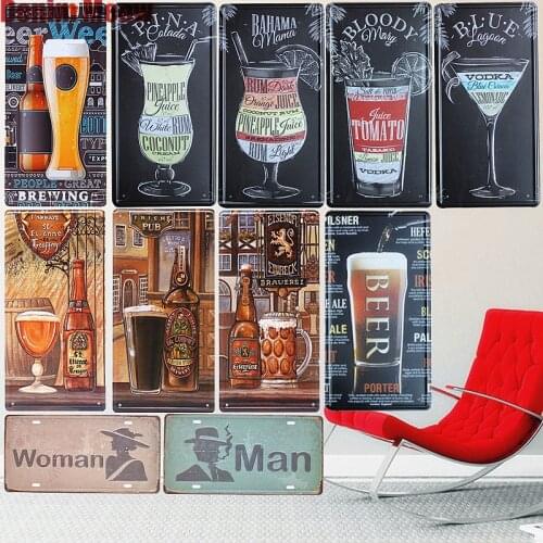 30X15CM Vintage BEER Metal Tin Signs Decorative Beer Plates Retro ART Poster Metal Painting For Bar Cafe Home Wall Decor N056