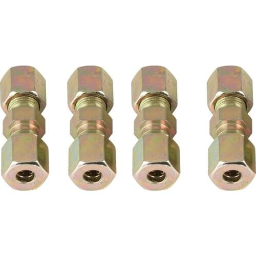 4x Brake Fittings Brass Inverted Pipeline Accessories Flare Union Compression Fitting Connector Adapter Car Tool