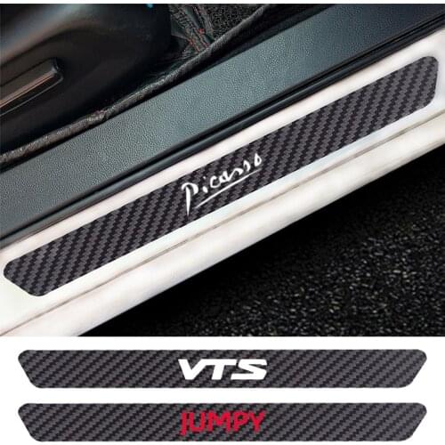 4PCS Car Door Sill Anti kick Stickers Carbon Fiber Auto Door Sticker For Citroen C2 C3 C4 C5 C6 C8 PLURIEL CACTUS AMI PICASSO
