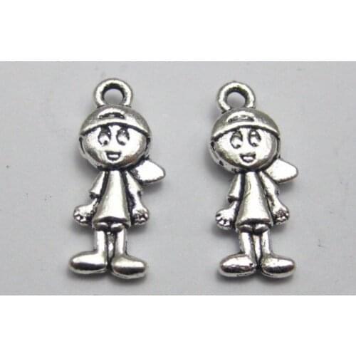 50 Tibet Silver Kid Boy Charms Pendants 19X8mm