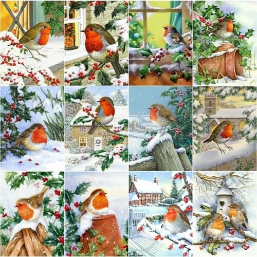 EverShine Diamond Embroidery Animal Cross Stitch Kit Diamond Painting Bird Picture Rhinestones Winter Needlework Handmade Gift
