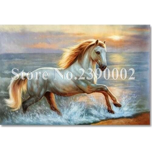 Animal DIY Diamond Embroidery Full Diamond Painting Cross Stitch White Horse Square Mosaic Pattern Needlework Home Decorative