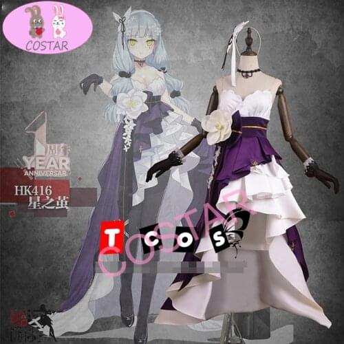 Anime! Girls Frontline HK416 1 Year Anniversary Dress Elegant Uniform Cosplay Costume Halloween Carnival Party Outfit For Women