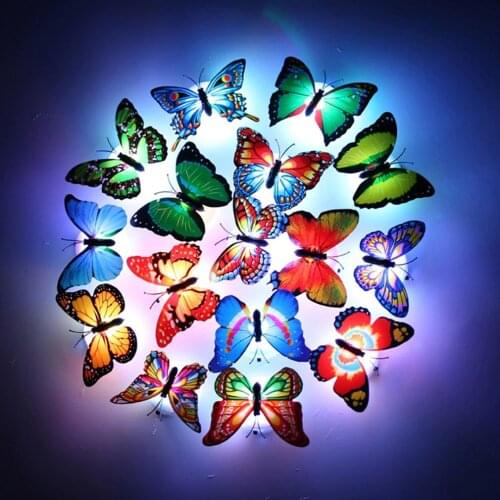 Color light Butterfly Wall Stickers Easy Installation Night Light Home Living Kid Room Fridage Bedroom Decor Kleur Licht Vlinder