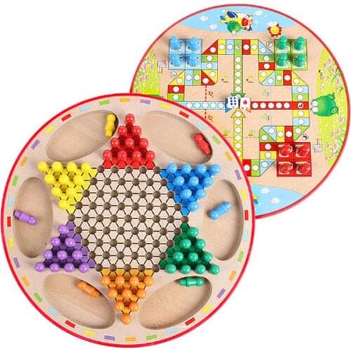 Baby Children Wooden Puzzle Chess Toys Checkers Portable Amphibious Flying Gift for