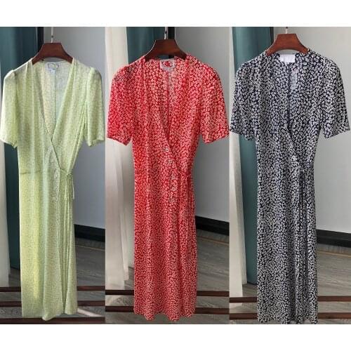 Women Dress Classic Floral Print Midi Dress Girls