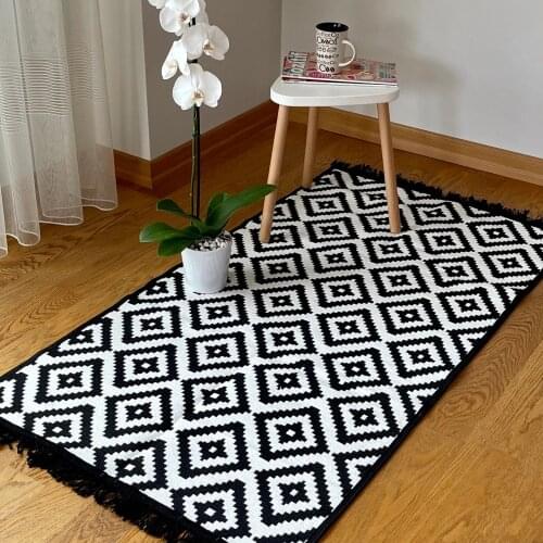 Carpet Rug with Tassel for Home Decor Living Room Bedroom Kitchen Floor Entrance Cute Modern Decoration Geometric Washable