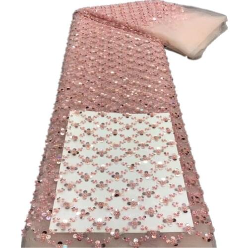 SJ Lace French Nigerian Sequins Lace Fabrics 2021 High Quality Lace African Sequence Lace Fabric For Party Dress Sewing xb4-64