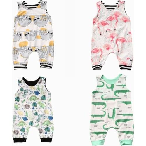 Summer Baby Rompers Kid Baby Girl Sleeveless Cartoon Romper Jumpsuit Cotton Boys Outfit Sunsuit