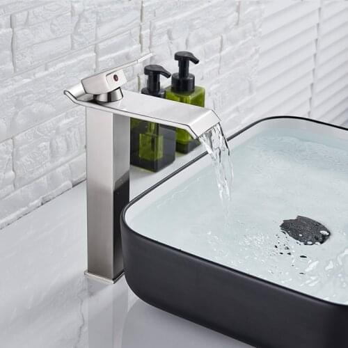 Black Bronze Waterfall Basin Faucet Bathroom Sink Water Tap Single Handle Hot Cold Water Mixer Tap Bathroom Torneiras Crane Tap