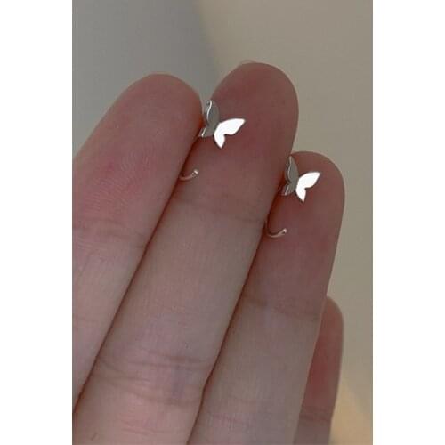 Cute Mini Butterfly Stud Earrings Womens Fashion Minimalist Jewelry Girls Korean Hypoallergenic Small Earrings Gifts Wholesale