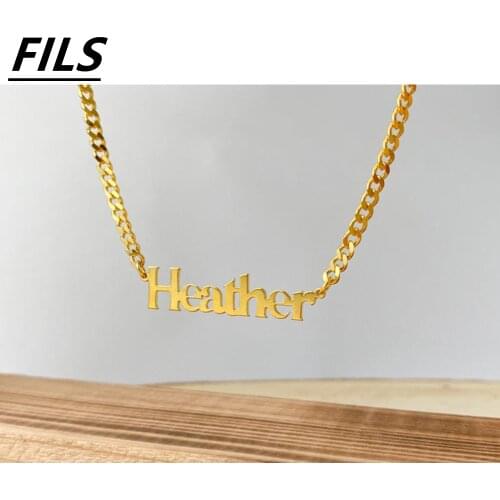 Necklace For Women Gold Silver Color Fashion Letter Name Choker Necklace For Women Pendant Chunky Chain Necklaces Jewelry Gift