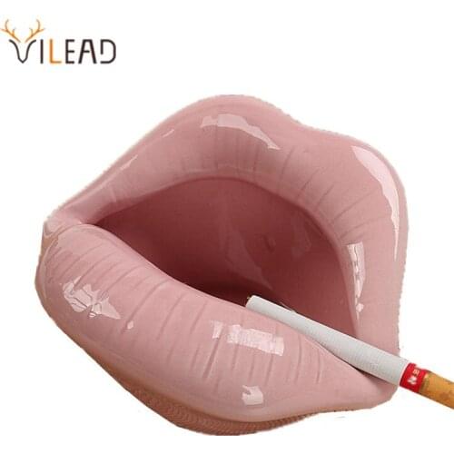 VILEAD 6cm Ceramic Lips Ashtray Multi-function Figurines Creative Personality Crafts Ornaments Living Room Home Household Trend