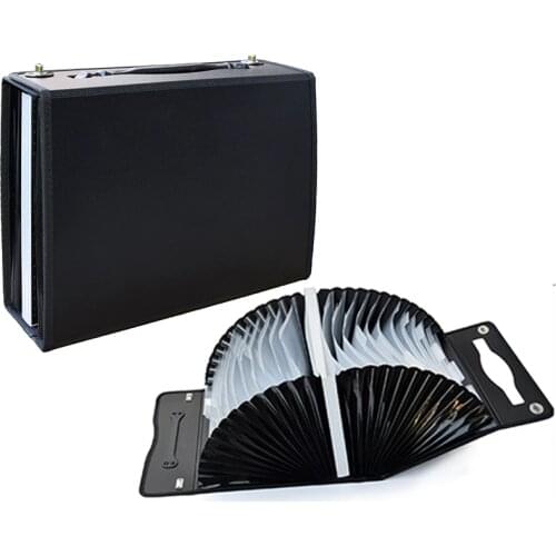 Plastic 27 Pockets Carry Case A4 Document Organizer Self Standing Accordion File Box with Handle Expandable Wallet Briefcase