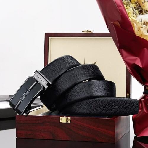 Mens dress leather belt fashion high-end brand trouser belt automatic buckle business belt