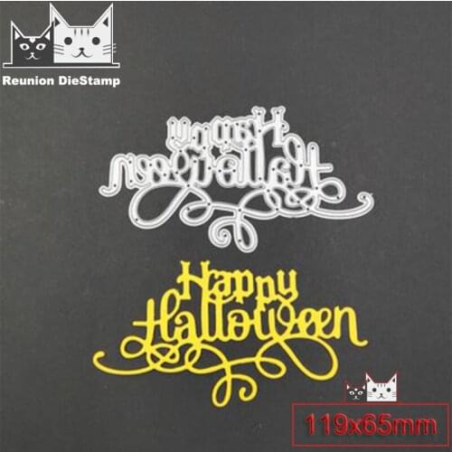 Reunion Happy Halloween Letters Text Cutting Dies Prank Craft Metal Dies Scrapbooking for Halloween DIY Gift Making Dies Cuts