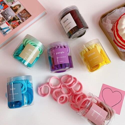 50Pcs/Box High Elastic Girls Seamless Hair Rope Colorful Thick Hair Band Head Rope Rubber Band New Womens Scrunchies Hairwear