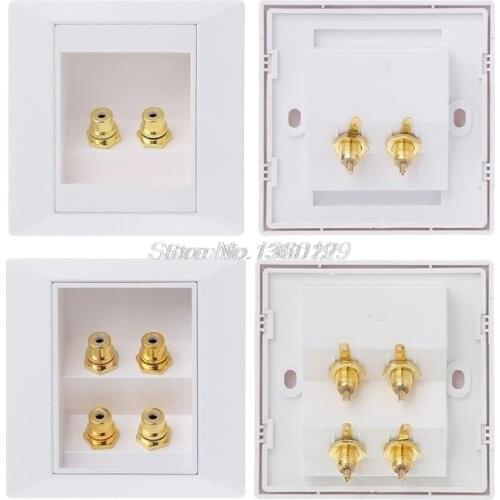 RCA Wall Socket Audio Panel Speaker Junction Box Lotus Power Outlet Types: 2 ports, 4 ports Wholesale&DropShip