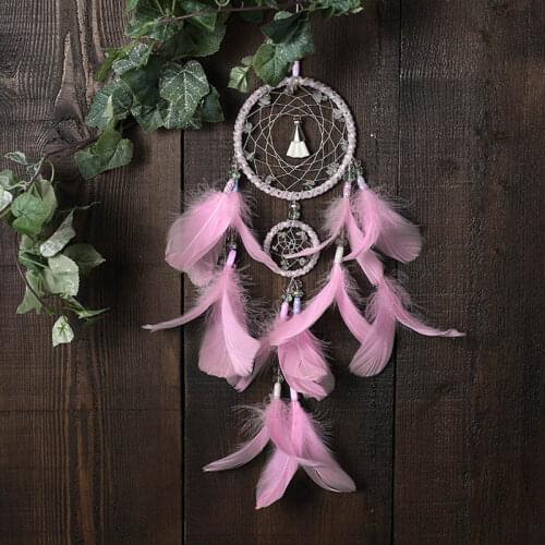 Pink beauty 2 ring dream catcher trap pendant lovely girl pink beauty interior dreamcatcher home decoration birthday gift