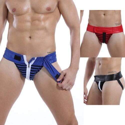 Sexy Lingerie Men Panties Jockstrap Erotic Open Butt Zipper Crotchless Thong G-string Tanga Hombre Sexi Gay Porno Underwear