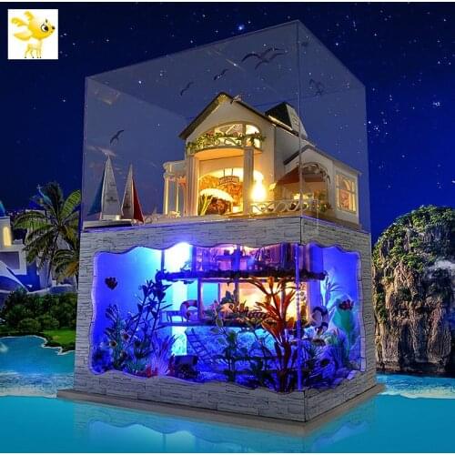 DIY-KIT DIY DollHouse Wooden Doll Houses Miniature Dollhouse Furniture Kit Toys For Children New Year Christmas Gift Casa TC4