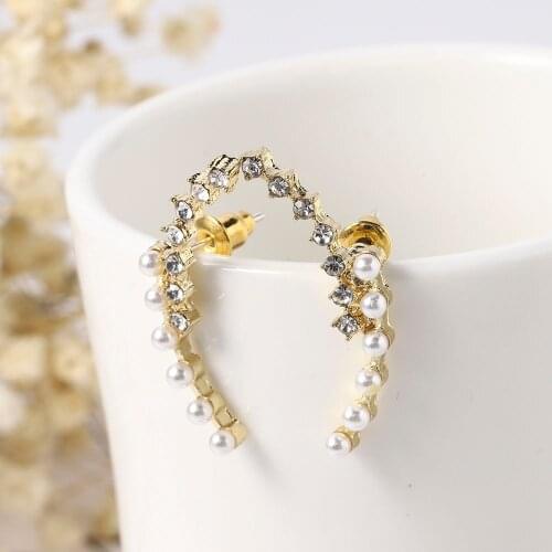 Trendy Moon Earrings for Women Korean Jewelry Crystal Pearl Stud Earring Gifts 2020 Earings Fashion Jewelry Earrings Set