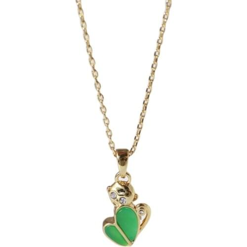 European and American fun cute three-dimensional delicate green monkey shape inlaid resin simple necklace collar collar girl