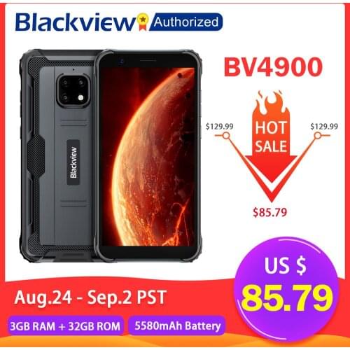 Blackview BV4900 Mobile IP68 Waterproof Smartphone 5.7 inch Screen 3GB RAM 32GB ROM Android 10 Rugged Cellphone NFC OTG 5580mAh