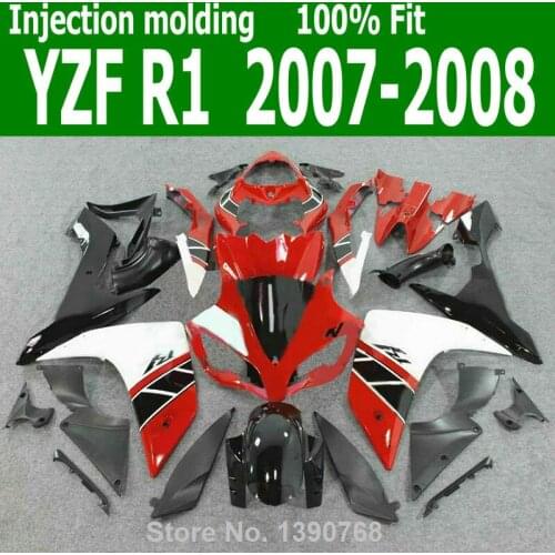 Mix custom Fairings For YAMAHA YZF R1 07 08 ( Black / red / white ) 2007 2008 Injection fairing kit CQ07