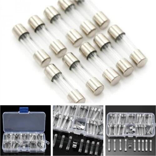 60PCS/Set 6x32mm Fast-blow Glass Tube Fuses Car Glass Tube Fuses Assorted Kit with Box 5A 6A 8A 10A 15A 20A 25A 30A 35A Househ
