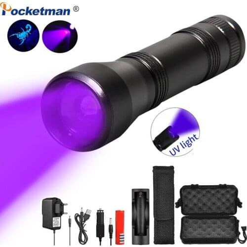 UV Flashlight 5 Modes Zoomable Function Torch Pet Urine Stains Detector Scorpion Mini UV Light use 18650 Battery UV Lamp