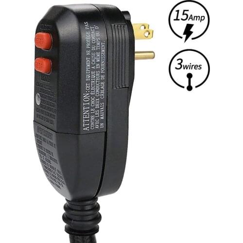 GFCI Replacement Plug Assembly with Ground Fault Circuit Interrupter Safety RCD Protection for Air Conditioner/Hair Dryer 15/10A