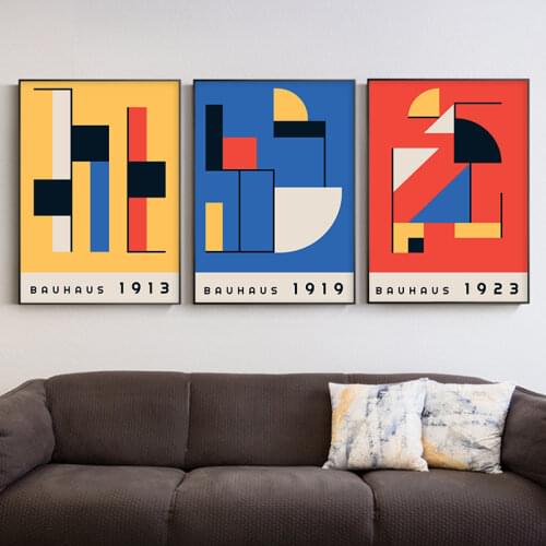 Bauhaus Exhibition Poster Unique Geometric Wall Art Pictures Minimalist Canvas Prints Abstract Paintings Murals Home Decor