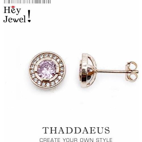 Light of Luna Pink Round Ear Studs Earrings,Europe Style Fashion Good Jewerly For Women,2018 Gift In 925 Sterling Silver