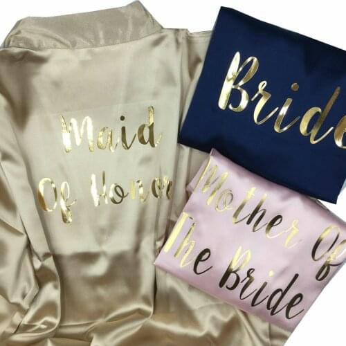 Rose Gold Robe Kimono Silk Satin Wedding Robe Bridesmaid Sister Mother Bride Robes Dressing Gown for Women