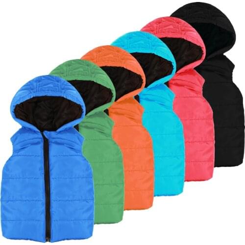 2018 New Baby Girls Vest Autumn Spring Solid Girls Waistcoat Fashion Casual Hooded Sleeveless Cotton Girl Outerwear Kids Clothes