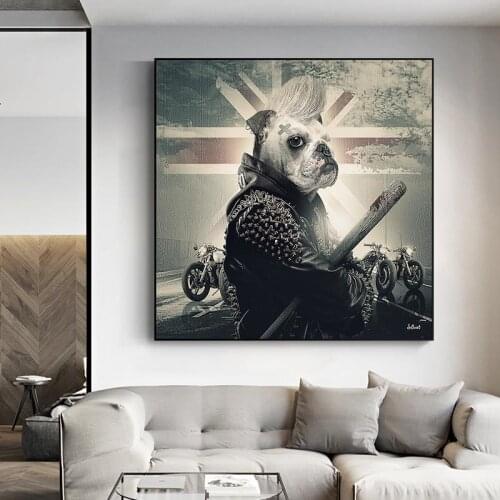 Animal Black Bulldog Dog Canvas Painting French Poster Abstract Wall Art Canvas Prints Pictures Wall Art for Living Room Home