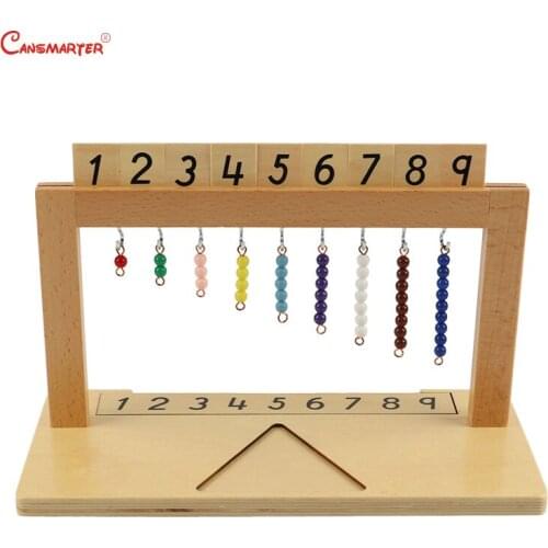 1-9 Numbers Hanger And Color Bead Stairs Preschool Children Teaching Aids Montessori Wood Beech Box Learning Math Toy