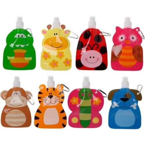 1 Pc 360ml Eco Friendly Foldable Cartoon Water Bag Travel Drink Bottle Safe For Kids New Hot