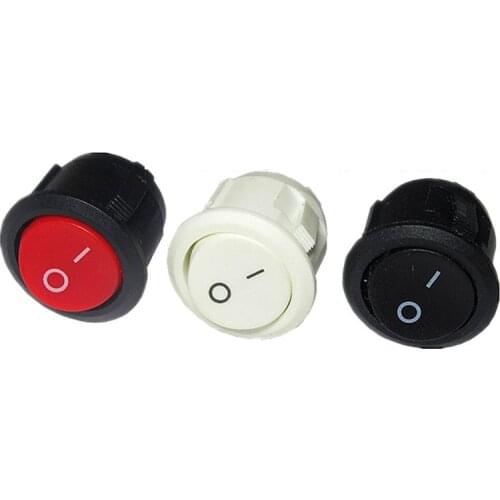 10Pcs Red Black White 20MM ON/OFF Round Rocker Toggle Switch 6A/250VAC 10A 125VAC Plastic Push Button Switch KCD1-105