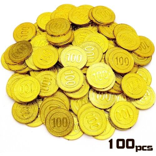 100Pcs/set Foreign Trade New Fake Gold Coin 100 Yuan Face Value Table Game Coin Chip Props Coins