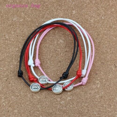 20pcs Zinc Alloy Metal Round Flat Virgin Mary Madonna ON Adjustable Cord Wrist DIY Wax Rope Weave Bracelet 4color C-45