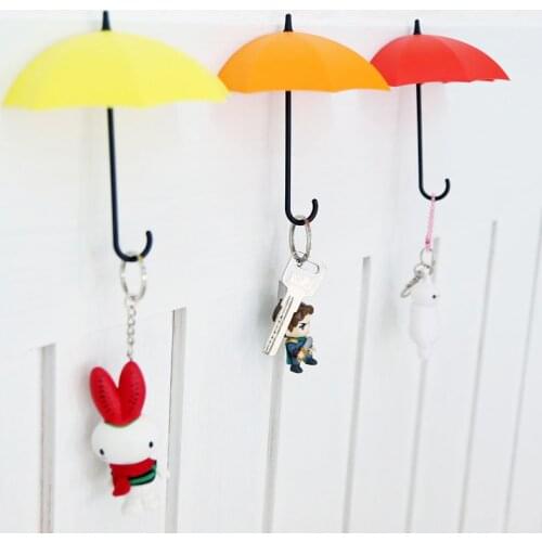 3Pcs/set Umbrella Shape Purse Hook Kitchen Cute Sticky Holder Adhesive Wall Hooks for Hanging Bag Key Hanger Bathroom Gadgets