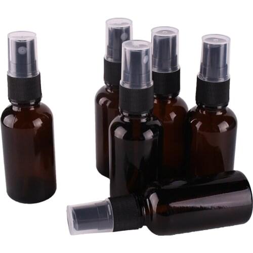 6pcs 30ml Amber Glass Spray Bottle w/ Black Fine Mist Sprayer essential oil bottles empty cosmetic containers