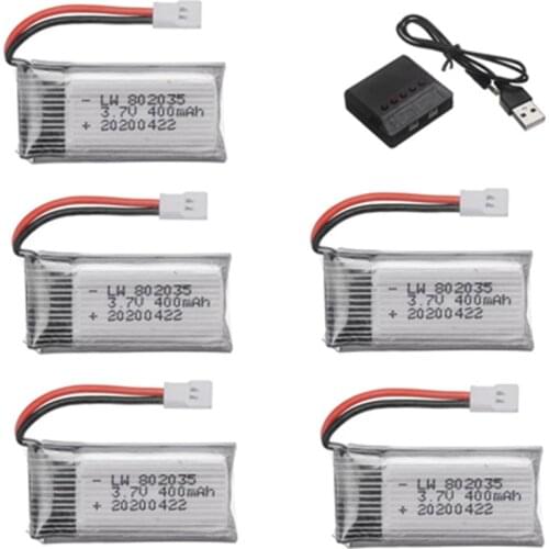 3.7V 400mAh Lipo Battery For X4 H107 H31 KY101 E33C E33 U816A V252 H6C RC Drone Spare Parts 3.7v 802035 Battery Charger Set