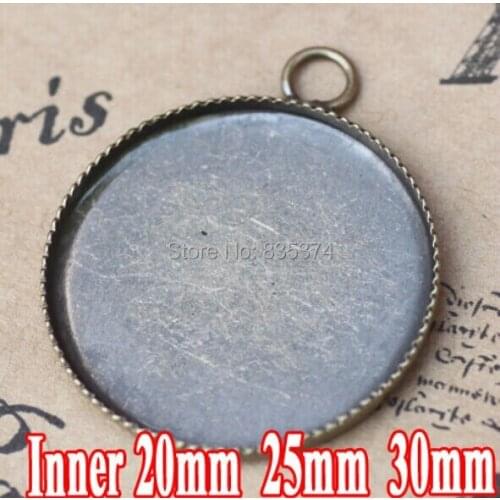 Antique bronze wholesale 20/25/30mm round cabochon cameo setting TRAY Pendant Blank Base Vintage Necklace Pendant Findings