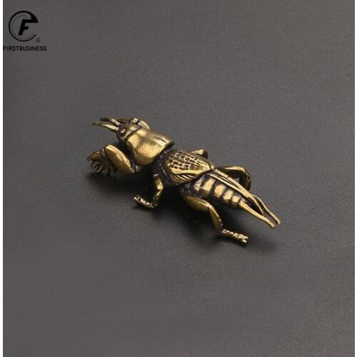 Antique Insect Figurines Miniatures Tea Pet Ornament Pure Copper Field Cricket Statue Desktop Decoration Collection Crafts Decor