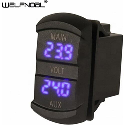 Car Double Voltmeter Rocker Switch Style Red LED Digital Panel Double Voltmeter for Dual Battery Pack Car Accessories